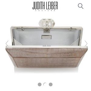 Judith Leiber Crocodile Nude Faceted Clutch